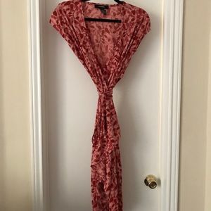 Express pink and red wrap dress.